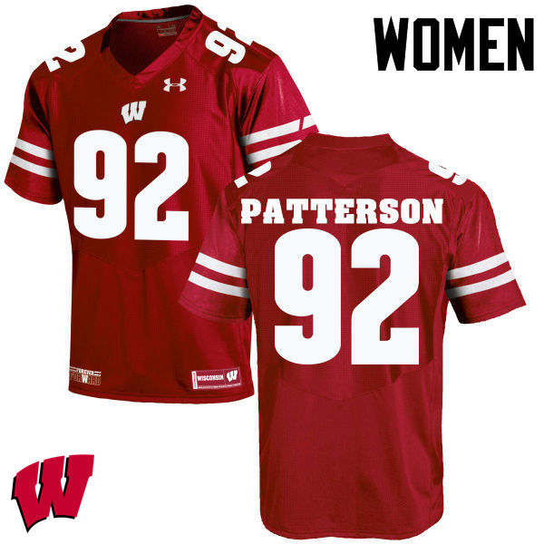 Women Wisconsin Badgers #92 Jeremy Patterson College Football Jerseys-Red